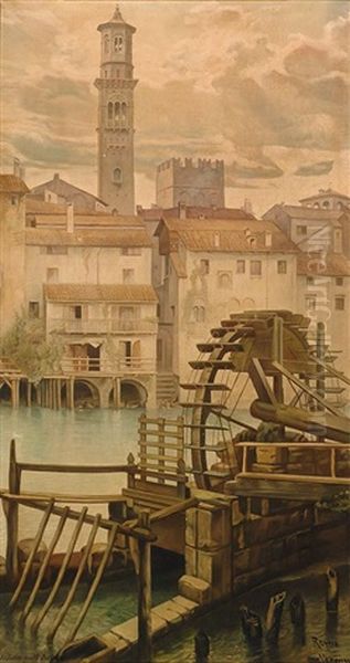 Verona Oil Painting by Antonio Maria de Reyna Manescau