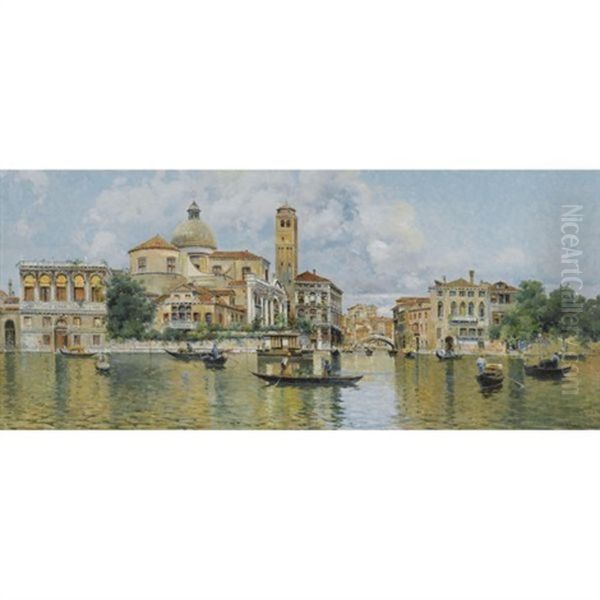 San Geremia And The Palazzo Labia From The Grand Canal Oil Painting by Antonio Maria de Reyna Manescau