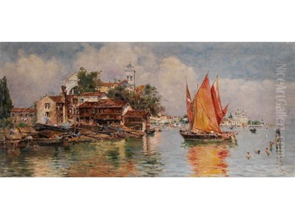 Venezianische Vedute Oil Painting by Antonio Maria de Reyna Manescau