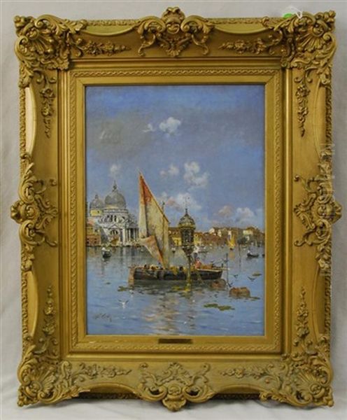 Venetian Canal Oil Painting by Antonio Maria de Reyna Manescau