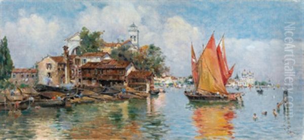 Die Insel La Giudecca, Venedig Oil Painting by Antonio Maria de Reyna Manescau