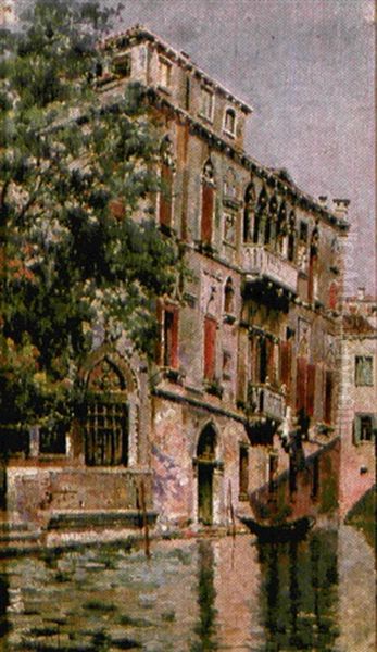 Vista De Canal Veneciano Oil Painting by Antonio Maria de Reyna Manescau