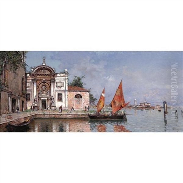 Venecia (venice) Oil Painting by Antonio Maria de Reyna Manescau