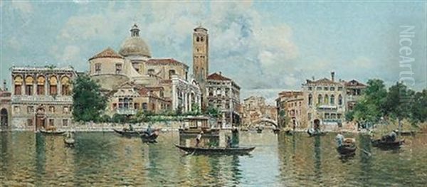 Venetian View Oil Painting by Antonio Maria de Reyna Manescau