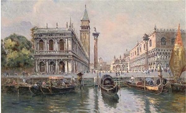 Piazzetta Of San Marco, Venice Oil Painting by Antonio Maria de Reyna Manescau