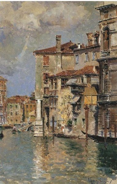 Canale A Venezia Oil Painting by Antonio Maria de Reyna Manescau