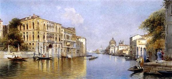 Canal Grande, Venecia (the Grand Canal, Venice) Oil Painting by Antonio Maria de Reyna Manescau