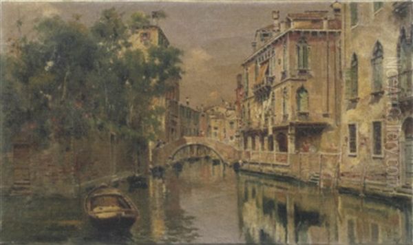 Venezia, Rio S. Polo Oil Painting by Antonio Maria de Reyna Manescau