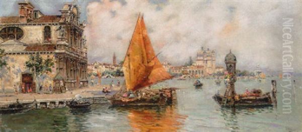 La Giudecca, Venice Oil Painting by Antonio Maria de Reyna Manescau