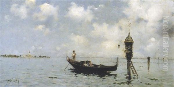 Gondola Oil Painting by Antonio Maria de Reyna Manescau