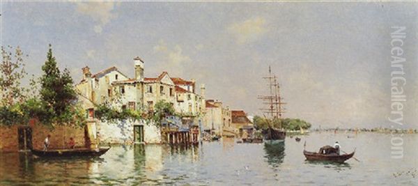 Canal De Venecia Oil Painting by Antonio Maria de Reyna Manescau