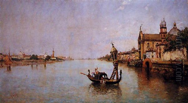 Canal De Venecia Oil Painting by Antonio Maria de Reyna Manescau