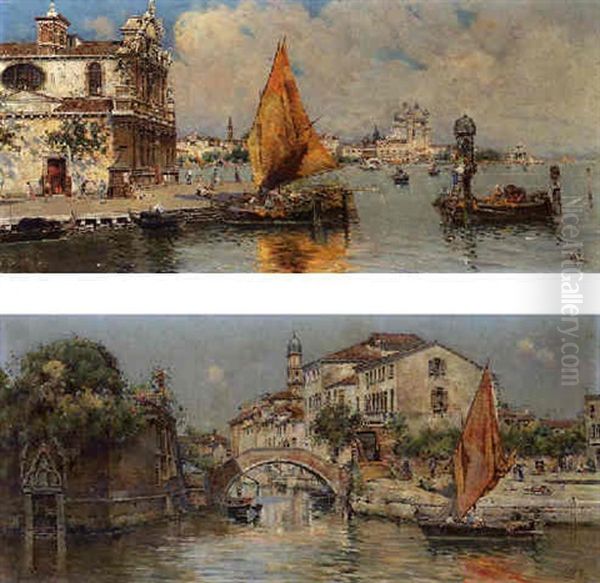 La Guidecca, Venice Oil Painting by Antonio Maria de Reyna Manescau