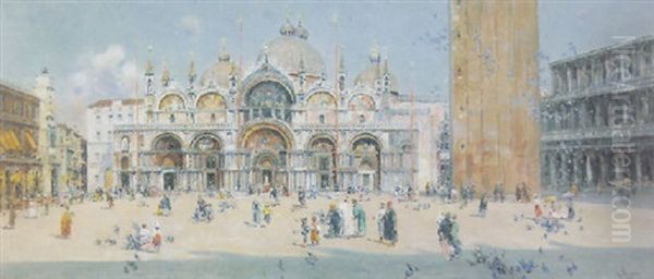 Piazza San Marco, Venice Oil Painting by Antonio Maria de Reyna Manescau