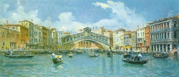 Puente De Rialto Oil Painting by Antonio Maria de Reyna Manescau