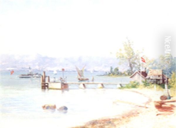 Le Lac Leman Oil Painting by Antonio Maria de Reyna Manescau