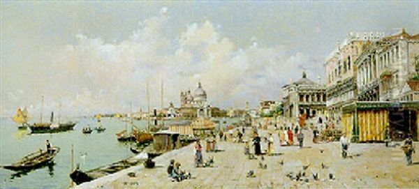 The Piazetta, Venice Oil Painting by Antonio Maria de Reyna Manescau