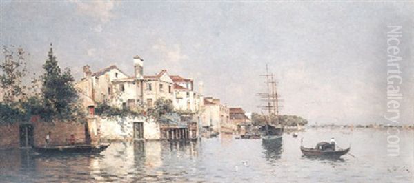 A View Of Venice Oil Painting by Antonio Maria de Reyna Manescau