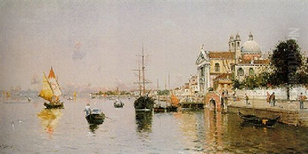 Chiesa Dei Gesuati, On The Giudecca Canal, Venice Oil Painting by Antonio Maria de Reyna Manescau