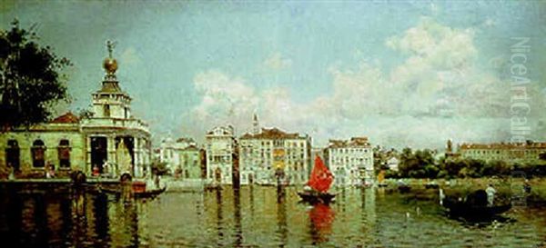 On The Grand Canal, Venice Oil Painting by Antonio Maria de Reyna Manescau