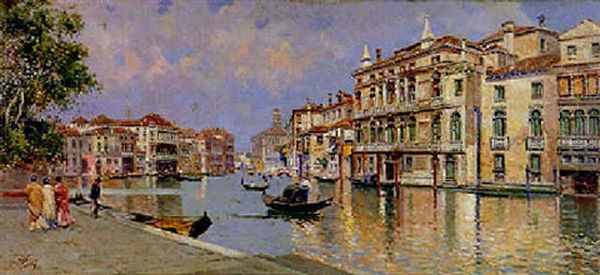 Venetian Lagoon Oil Painting by Antonio Maria de Reyna Manescau