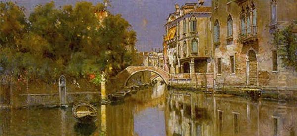 Canal De Venecia Oil Painting by Antonio Maria de Reyna Manescau