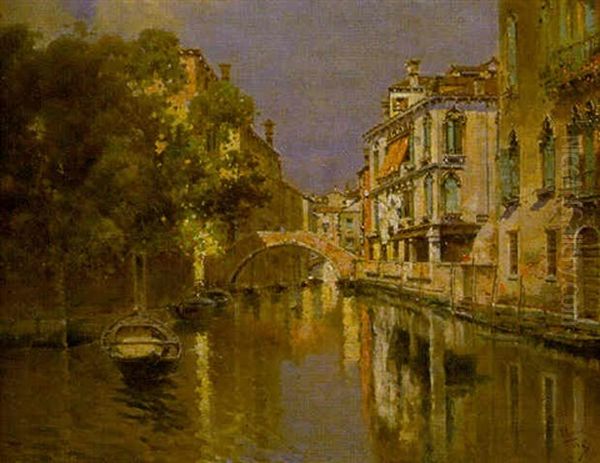 Canal De Venecia Oil Painting by Antonio Maria de Reyna Manescau