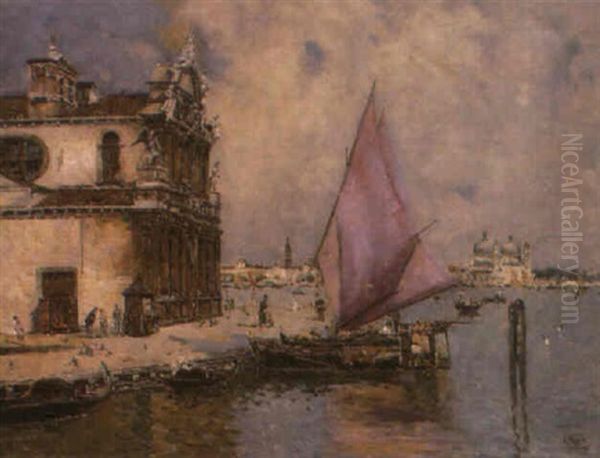 Canal Veneciano Oil Painting by Antonio Maria de Reyna Manescau