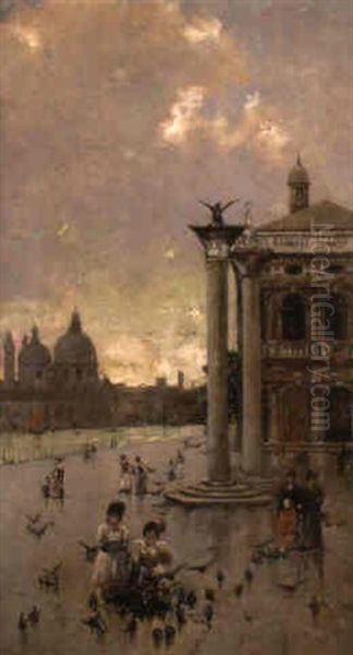 Plaza De San Marcos, Venecia Oil Painting by Antonio Maria de Reyna Manescau