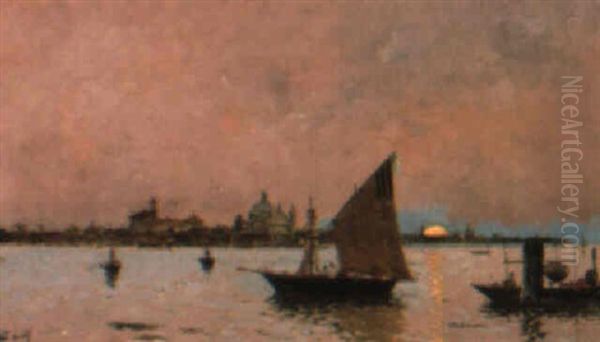 Venice At Dusk Oil Painting by Antonio Maria de Reyna Manescau