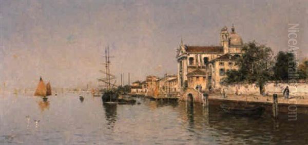 Guidecca, Venice Oil Painting by Antonio Maria de Reyna Manescau