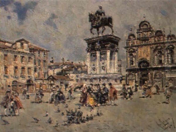 Il Monumento Colleoni A Venezia Oil Painting by Antonio Maria de Reyna Manescau