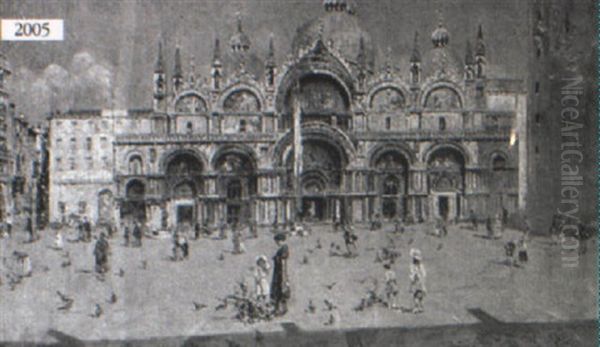 St. Mark's Square Oil Painting by Antonio Maria de Reyna Manescau