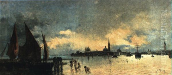 Vista De Venecia Oil Painting by Antonio Maria de Reyna Manescau