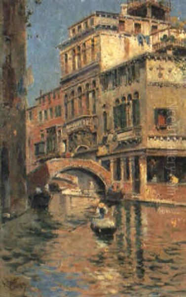 Canale A Venezia Oil Painting by Antonio Maria de Reyna Manescau