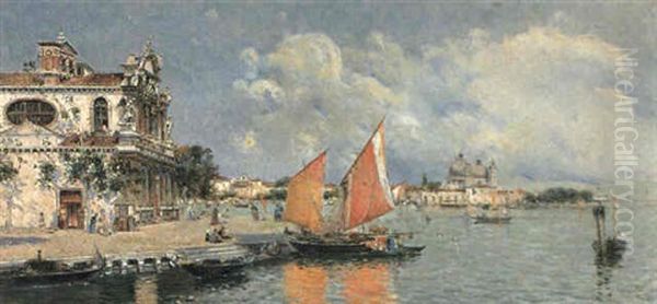 La Giudecca, Venice Oil Painting by Antonio Maria de Reyna Manescau