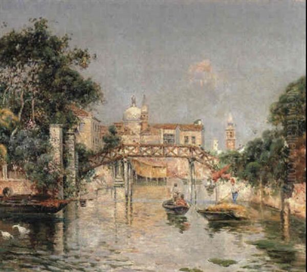 Canal Veneciano Oil Painting by Antonio Maria de Reyna Manescau