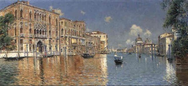 Palazzo Barbaro And The Grand Canal Oil Painting by Antonio Maria de Reyna Manescau