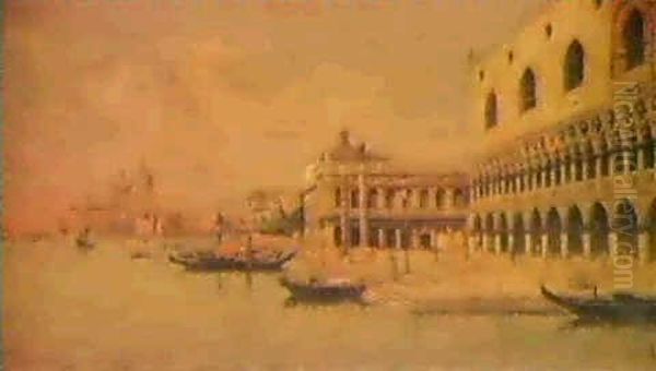 View Of The Doge's Palace, Venice Oil Painting by Antonio Maria de Reyna Manescau