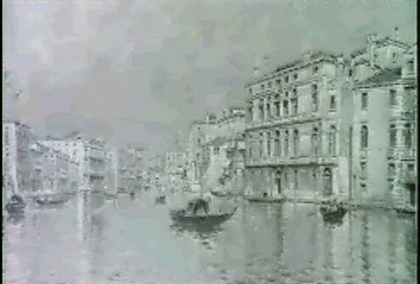 Gondolas On The Grand Canal Oil Painting by Antonio Maria de Reyna Manescau