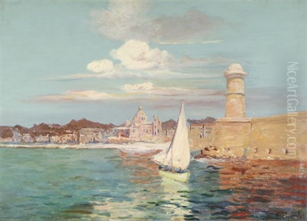 Le Port De Marseille Oil Painting by Francois Maurice Reynaud