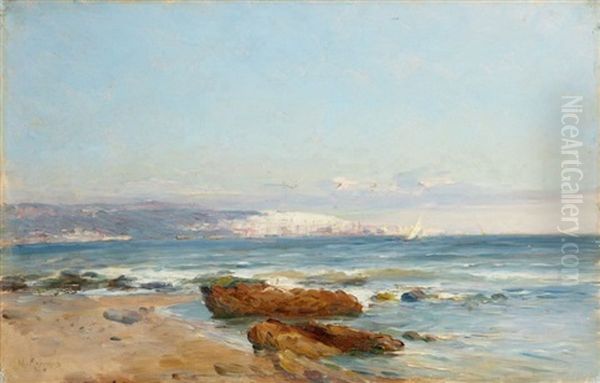 La Baie D'alger, Vue Des Sablettes Oil Painting by Marius Reynaud