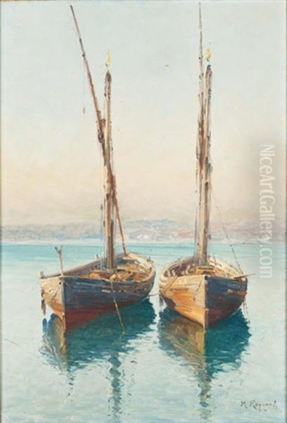 Balancelles Dans Le Port D'alger Oil Painting by Marius Reynaud