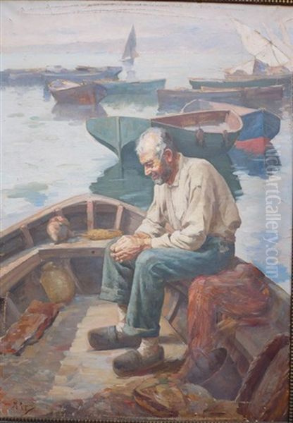 Le Vieux Pecheur Oil Painting by Marius Reynaud