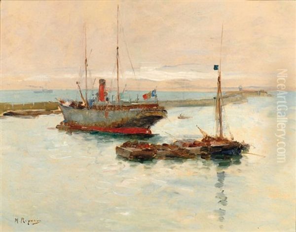 Bateaux Dans Le Port D'alger Oil Painting by Marius Reynaud