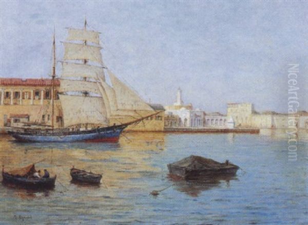 Voilier Dans L'amiraute D'alger Oil Painting by Marius Reynaud