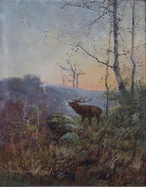 Cerf Dans Une Clairiere Oil Painting by Charles Andre Reyne