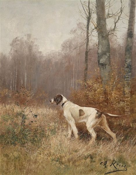 Vorstehhund Auf Einer Waldlichtung Oil Painting by Charles Andre Reyne