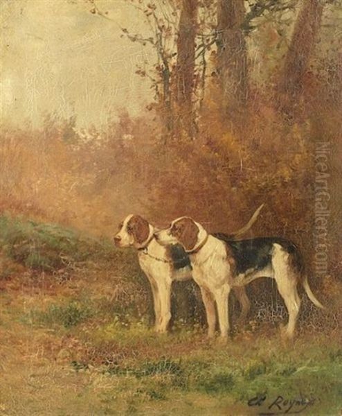 The Hounds Oil Painting by Charles Andre Reyne