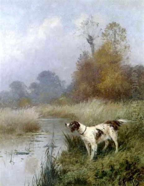 Chien De Chasse Pres D'un Lac Oil Painting by Charles Andre Reyne